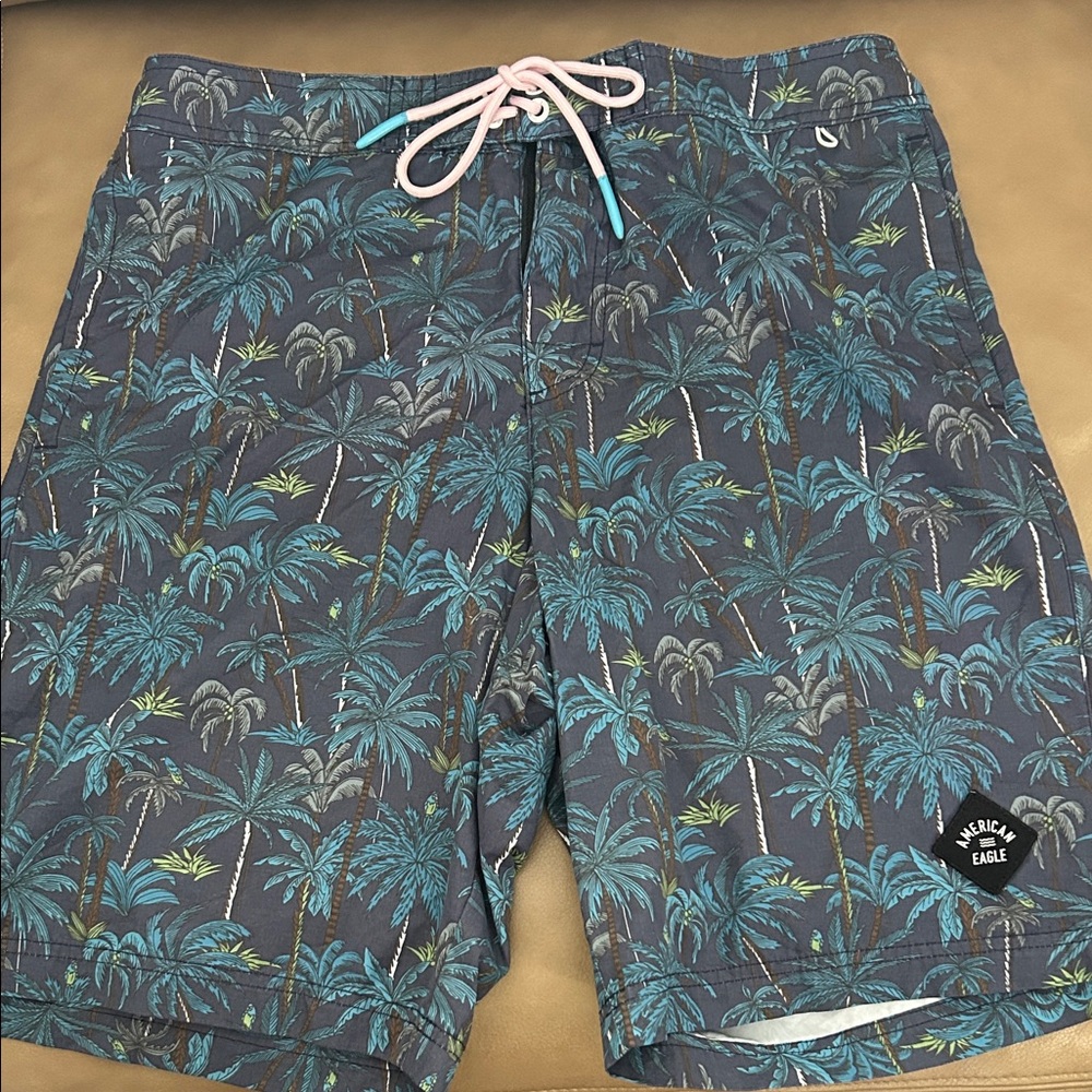 American Eagle Outfitters Tropical Palm Swim Shorts